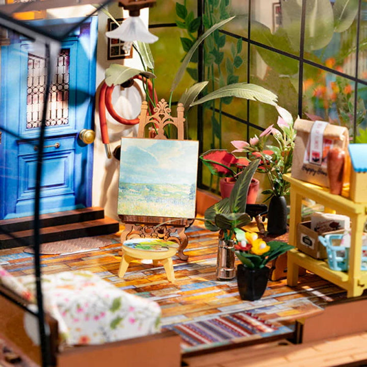 Craft your own tiny garden house with this DIY miniature kit, perfect for model building enthusiasts.