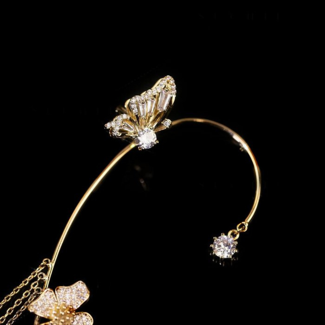 Aurelia delicate butterfly drop earrings, women's gold-plated jewelry, fashion accessory