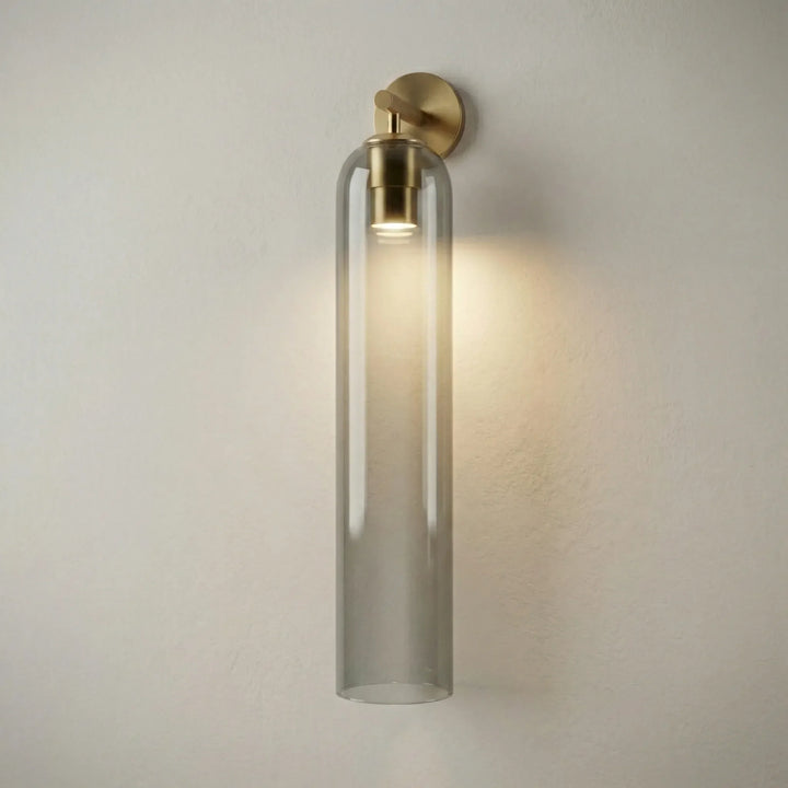 Modern Aurelis vertical glass wall sconce, a statement piece for indoor lighting and home decor