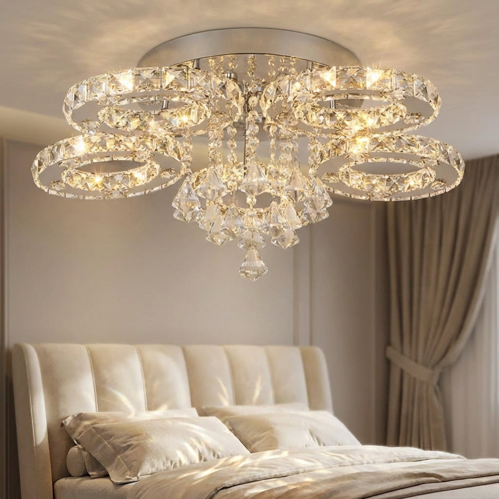 Aurellin crystal chandelier, modern LED ceiling light, luxury home decor