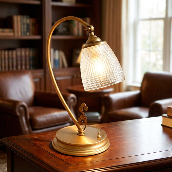Aurelyne Vintage Charm Table Lamp with ornate base and beige shade, perfect for bedroom lighting