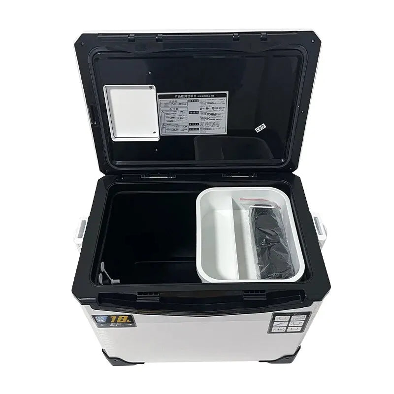 Close-up of Auren fishing cooler box's secure latches and integrated air vents for bait or fish keeping.