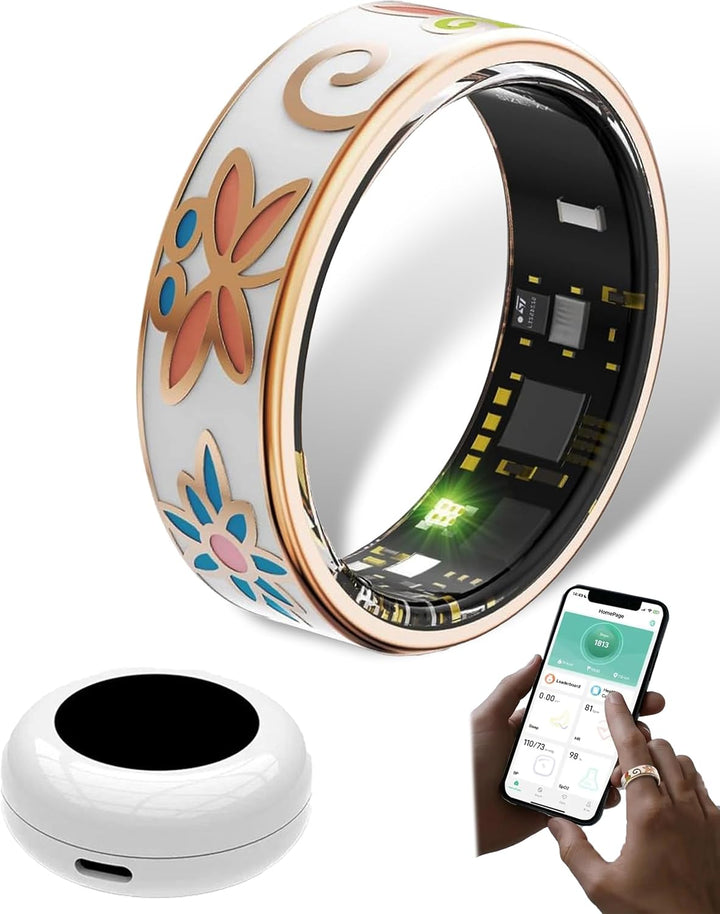 Aurina Unisex Smart Enamel Wellness Ring for health tracking on finger