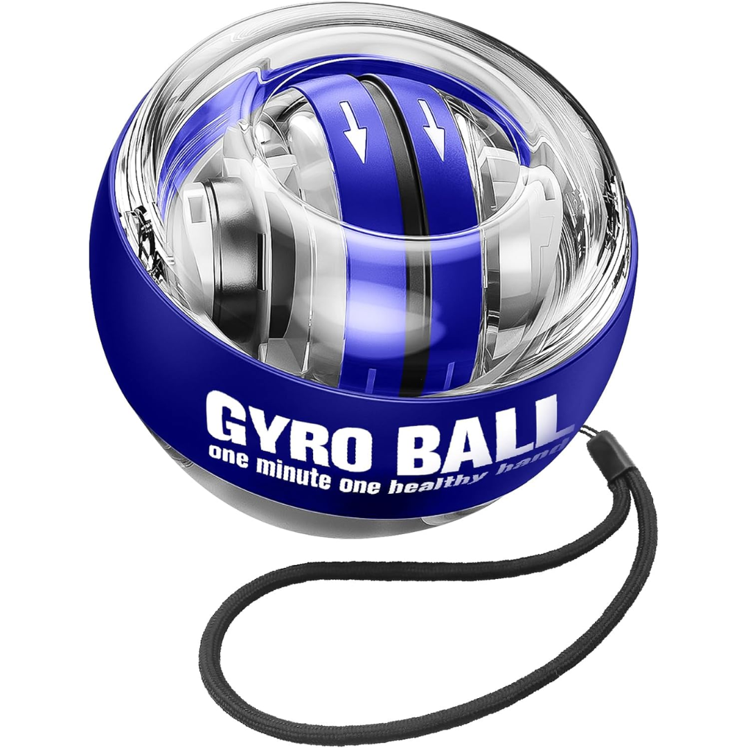 Auto-start gyroscopic fitness device for effective forearm muscle & grip strength training.