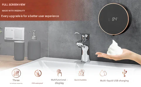 Touchless automatic foaming soap dispenser, perfect for bathroom, kitchen, or any high-traffic area.