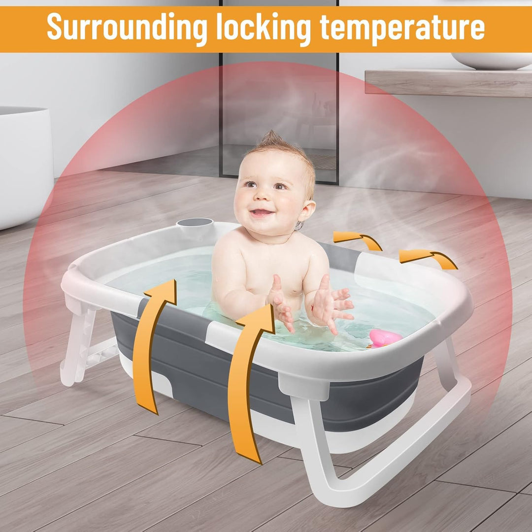 Portable baby bath tub, quick dry material, with mesh net for infant safety