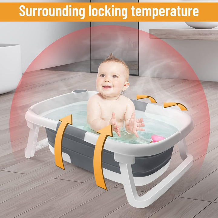 Portable baby bath tub, quick dry material, with mesh net for infant safety