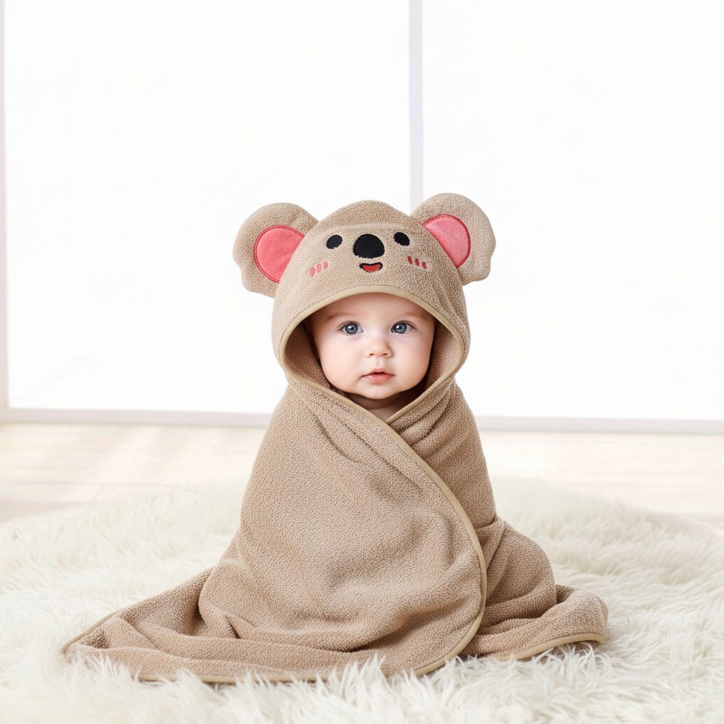 Baby giraffe hooded bathrobe, soft QuickDry fluffy cape for toddlers, bath time comfort for infants