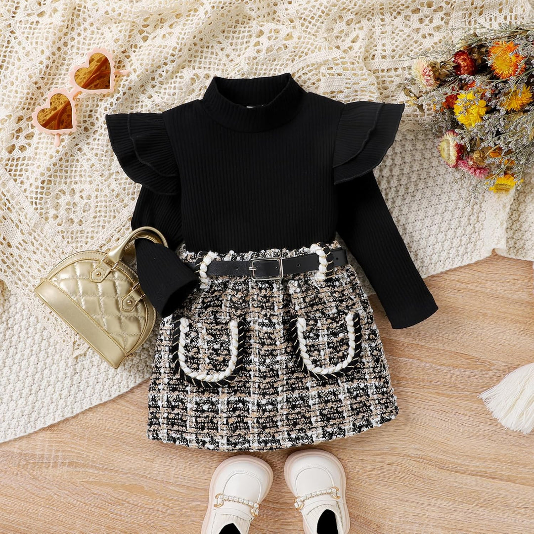Complete baby girls' winter set: Knitted turtleneck and a twirl-ready dress, perfect baby gift idea