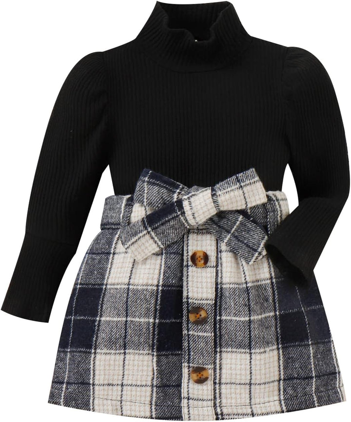 Baby girls' winter set, a pink knitted turtleneck and dress outfit, ensuring warmth and cuteness