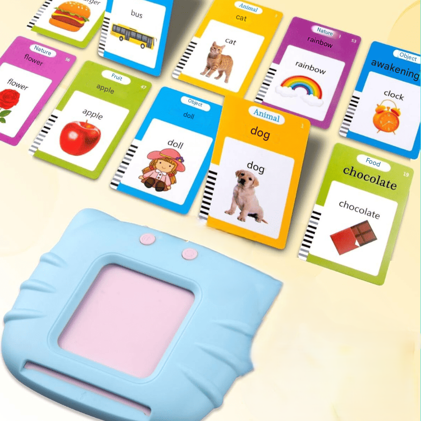 Bilingual Talking Flash Cards for kids, Spanish & English language learning.