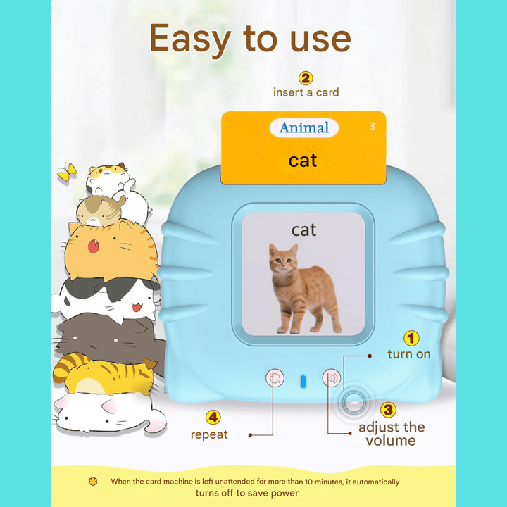Speech therapy tool: bilingual talking flash cards for kids, Spanish/English.