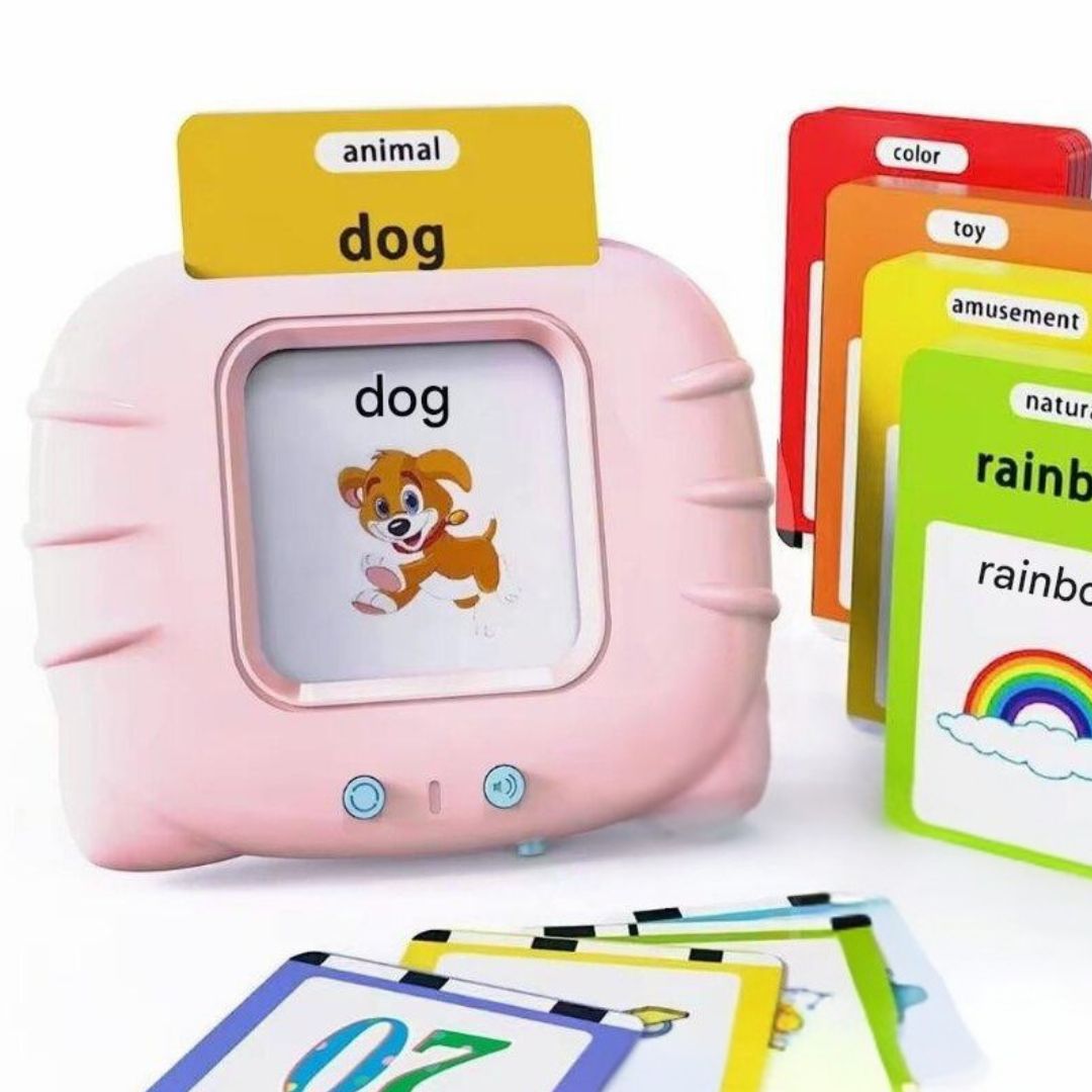 Bilingual learning cards, talking Spanish & English for young children.