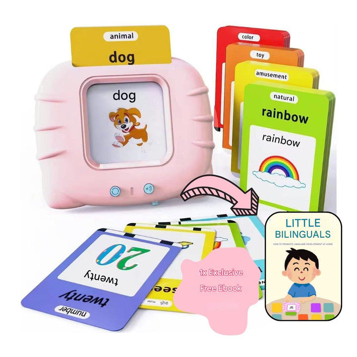 Educational talking flashcards to teach toddlers Spanish and English.