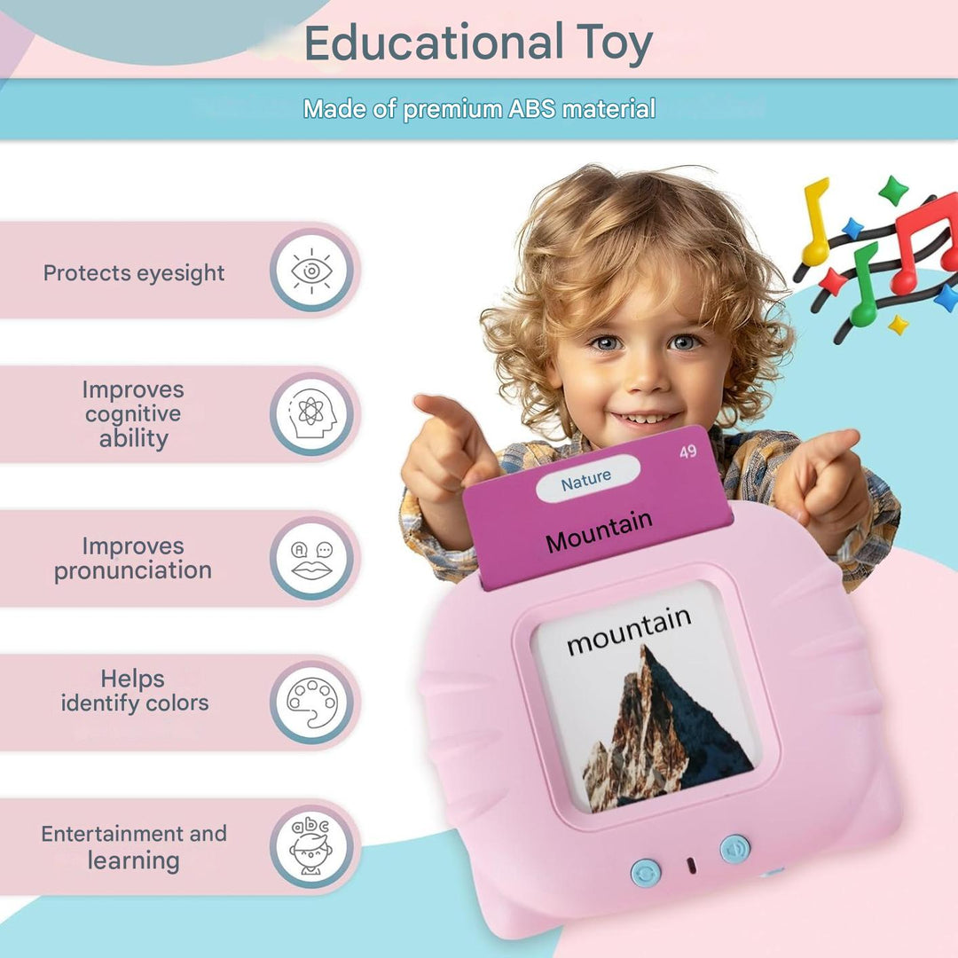 Talking educational cards for children to learn Spanish and English vocabulary.