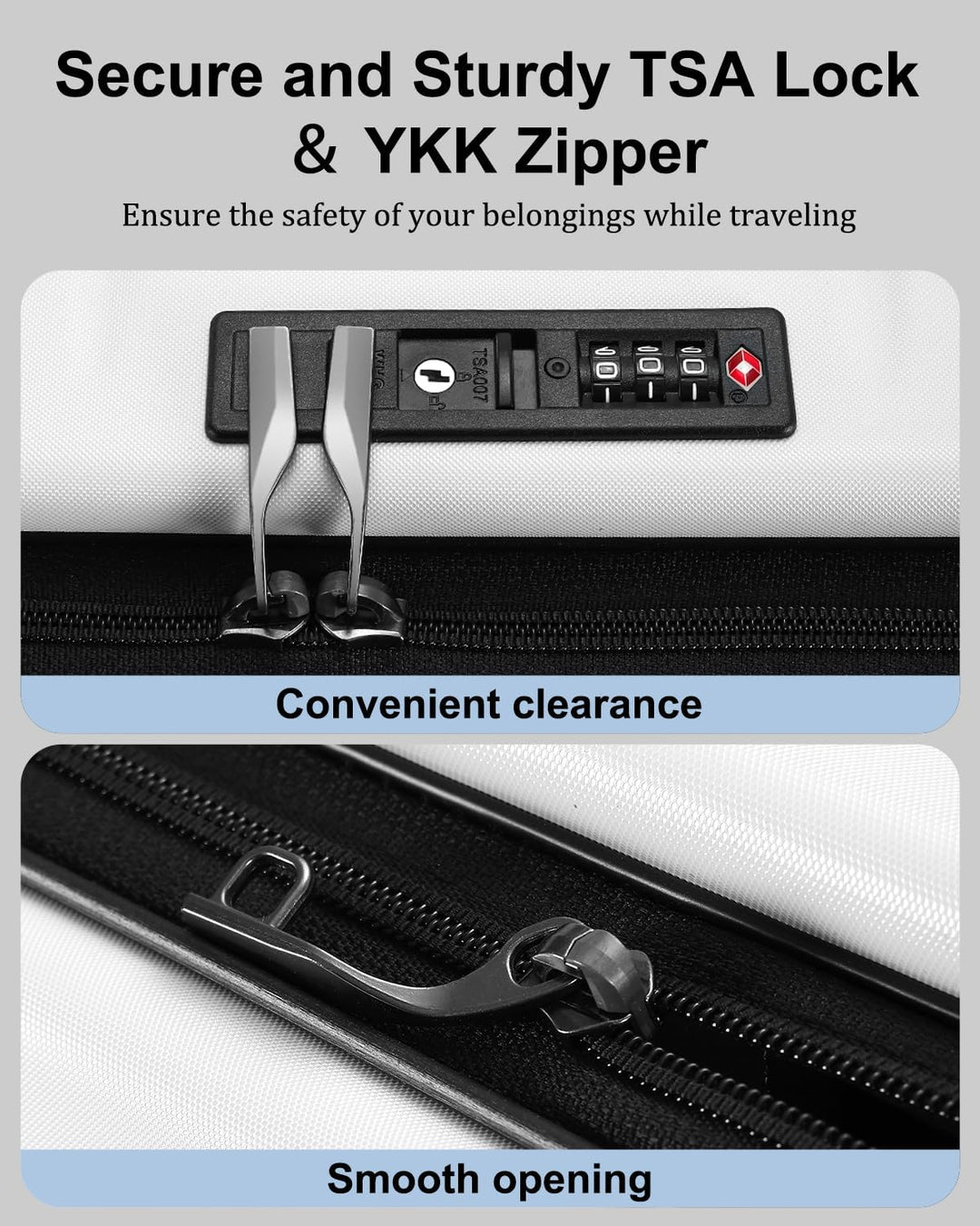 Durable impact-resistant hard shell carry-on, expandable, with a handy front pocket & TSA security.