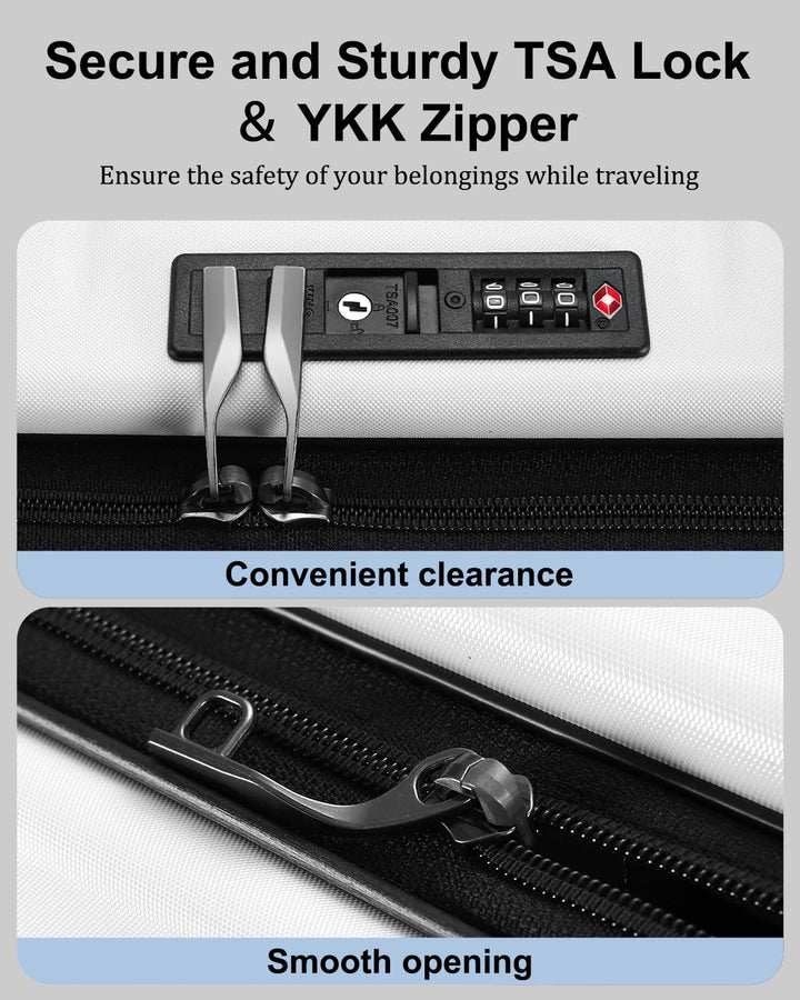 Durable impact-resistant hard shell carry-on, expandable, with a handy front pocket & TSA security.