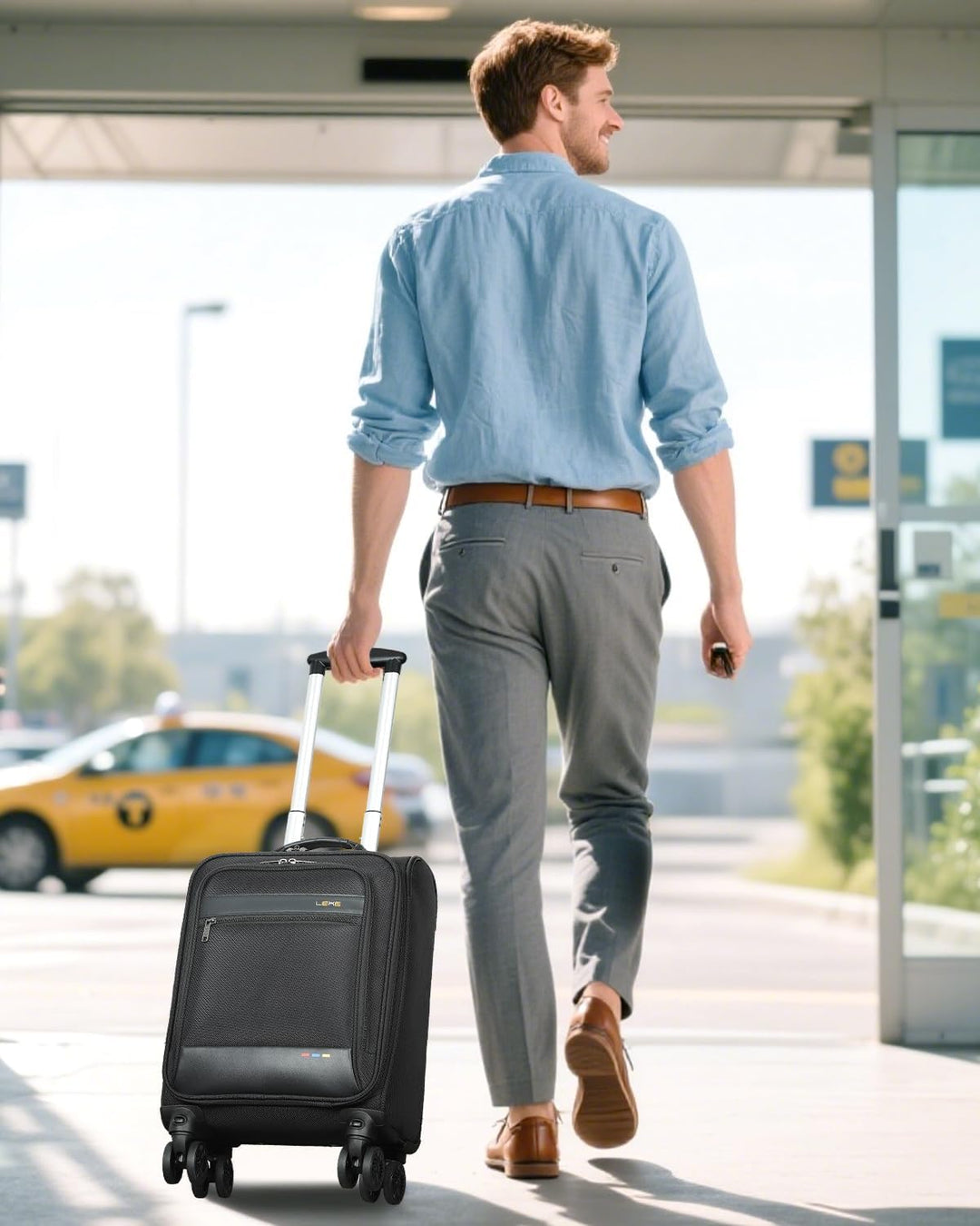 Unisex softside carry-on suitcase, expandable design, with smooth-gliding wheels for easy travel
