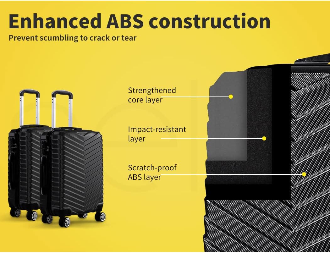 Details of black hardshell carry-on luggage with handle extended, ideal for weekend getaways
