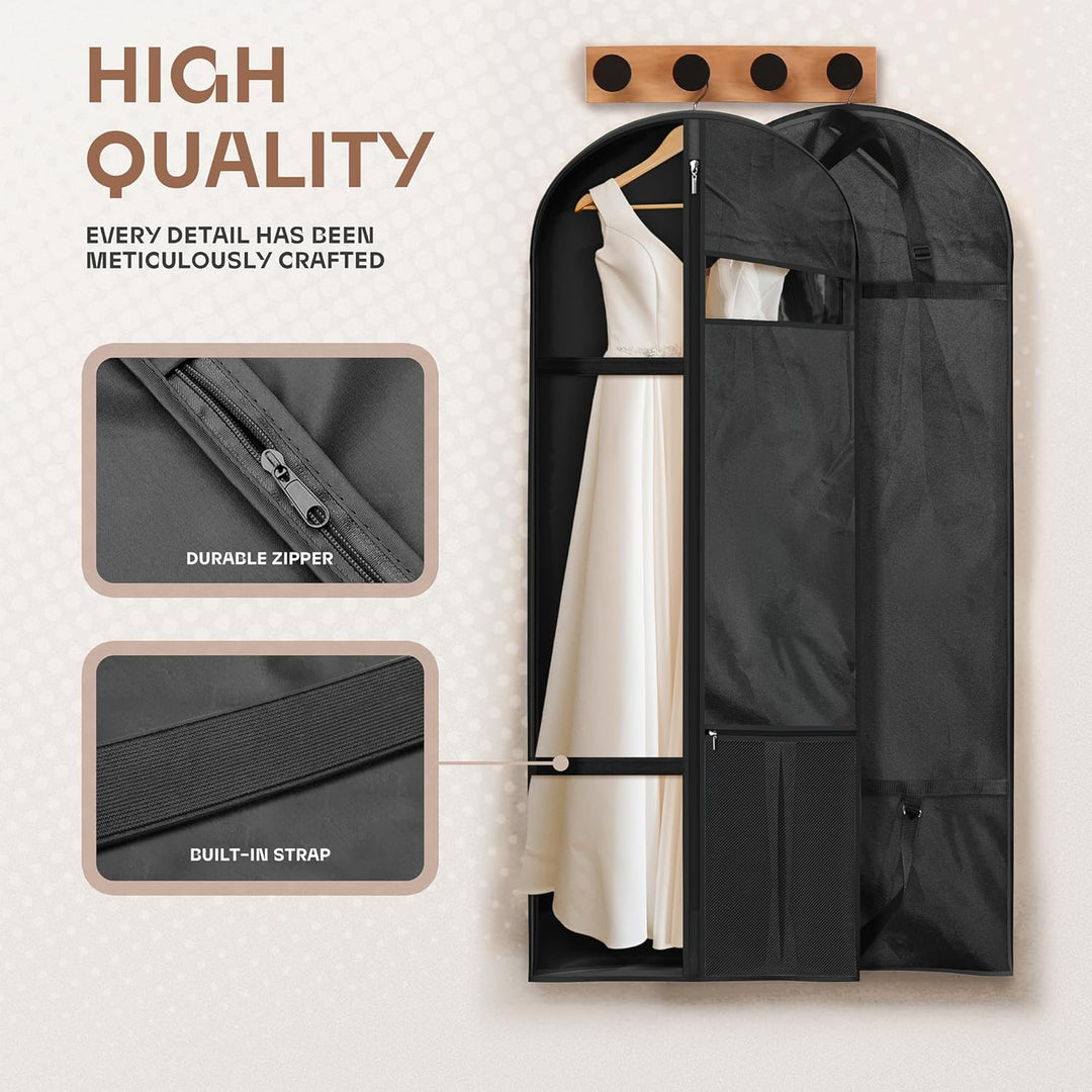 Travel luggage set including a black heavy-duty garment bag