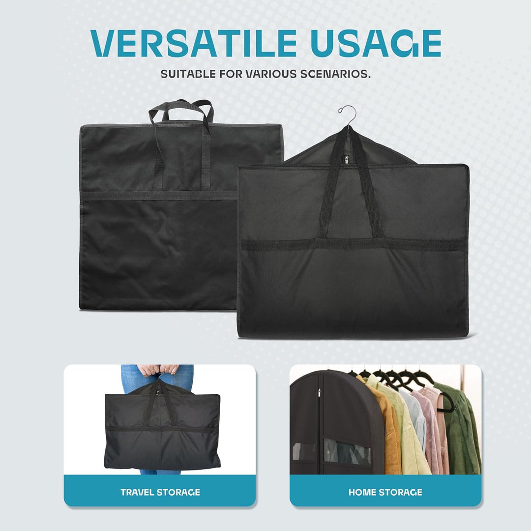 Unisex clothing protector travel bag in black, ideal for suits and dresses