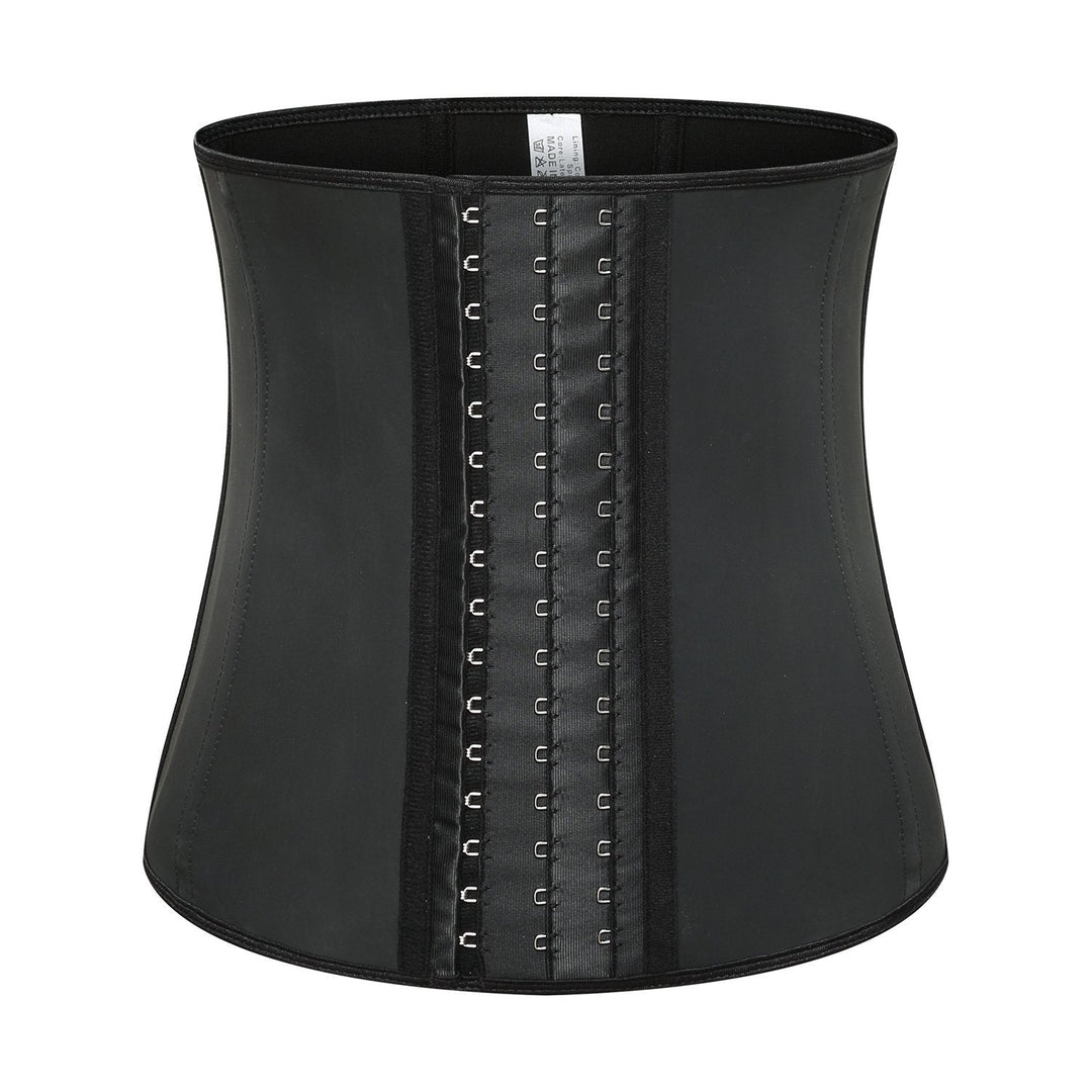 Comfortable black latex bodyshaper for women, promoting an hourglass shape and improved posture.