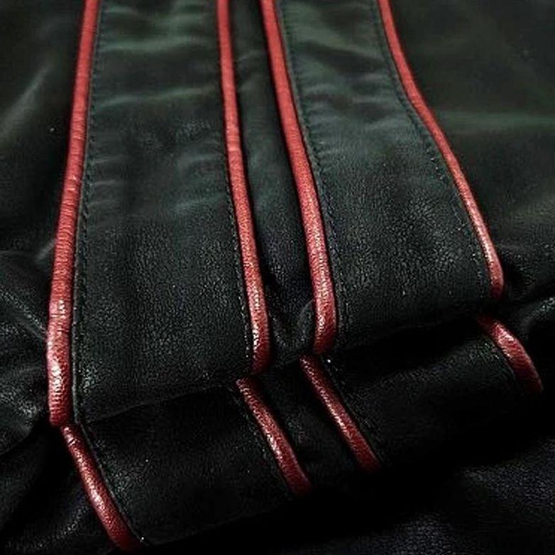 Rebel style Men's Titanium Rogue black leather jacket. A sleek and durable statement piece for men's apparel.