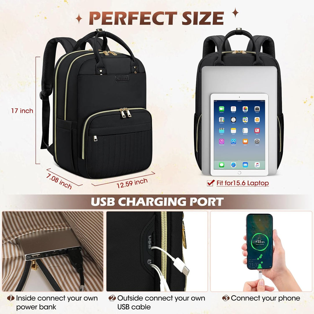 Unisex 15.6" laptop backpack, water-resistant for travel, school, or daily commute. Anti-theft features.