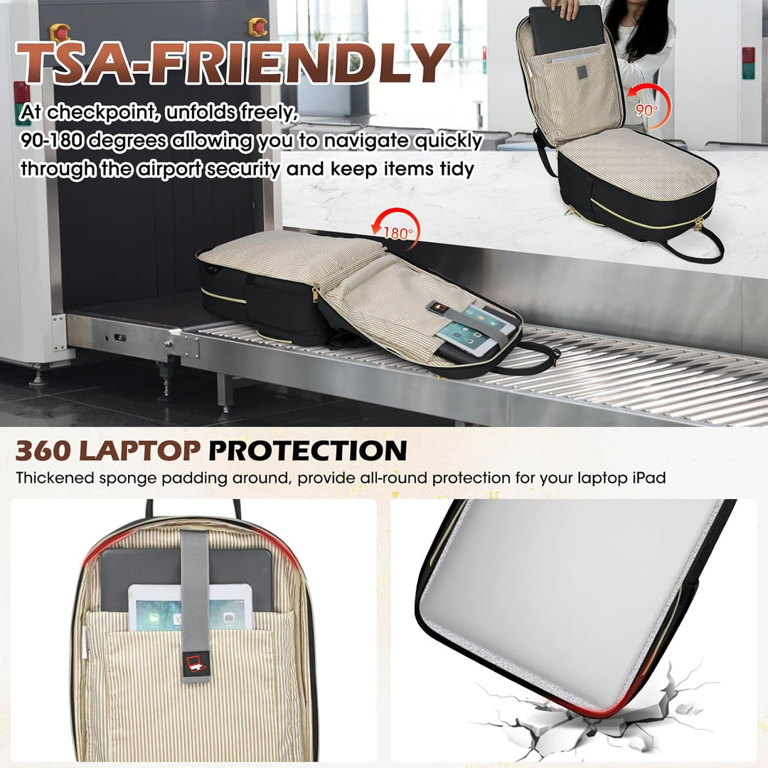 Durable water-resistant black backpack for 15.6" laptops, perfect for travel, business, and daily use.