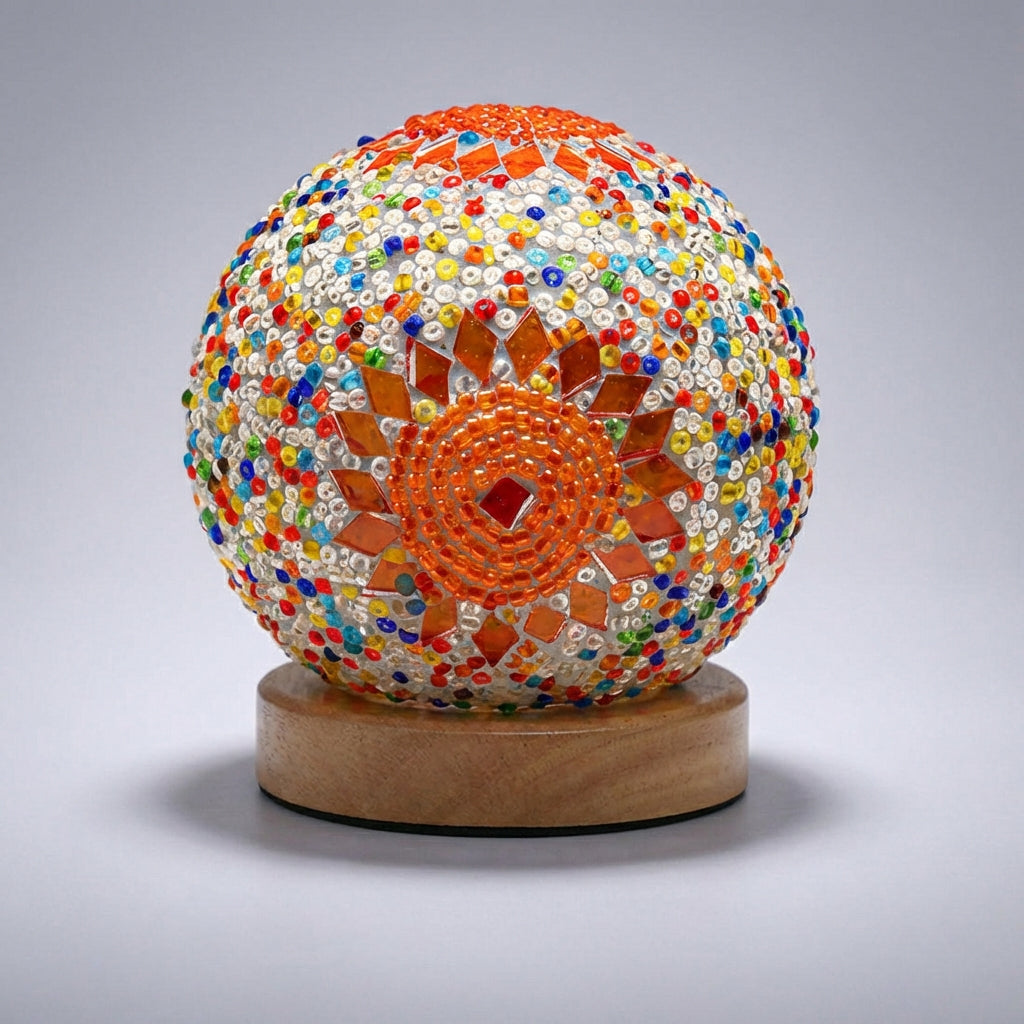 Bohemian Style Round Mosaic Table Lamp