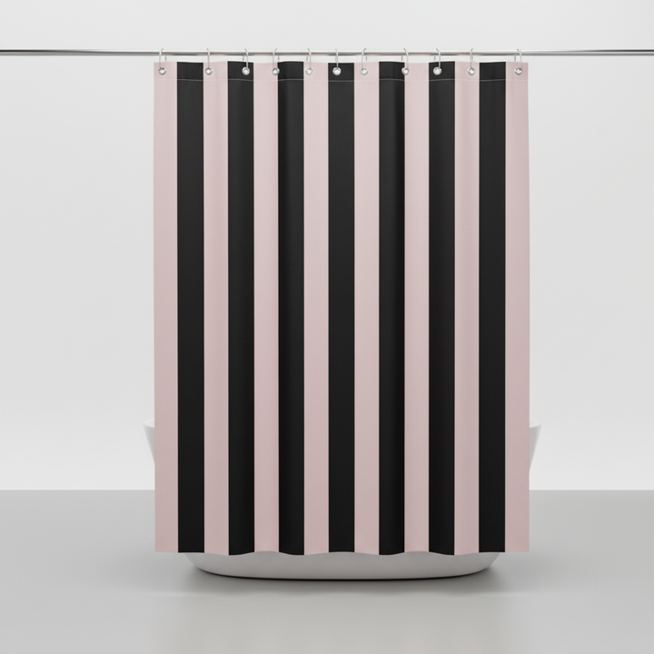 Bathroom textile striped curtain, high-quality fabric for a fresh look