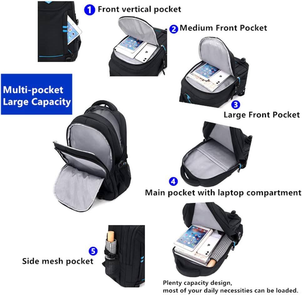 Nylon boys' multi-pocket rolling school backpack with wheels, convertible for travel, durable kids' bag.