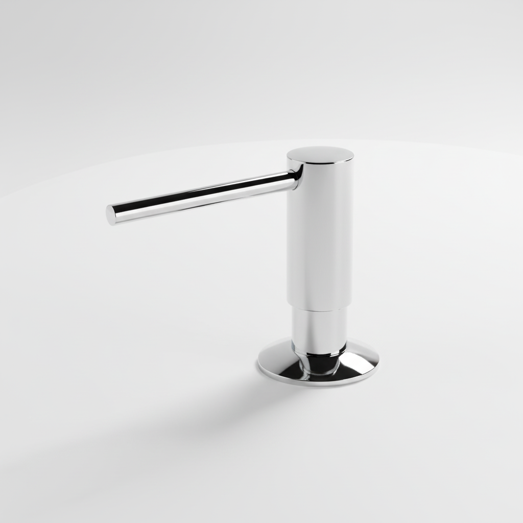 Integrated BrassEase brass soap dispenser, a practical and chic kitchen sink accessory.