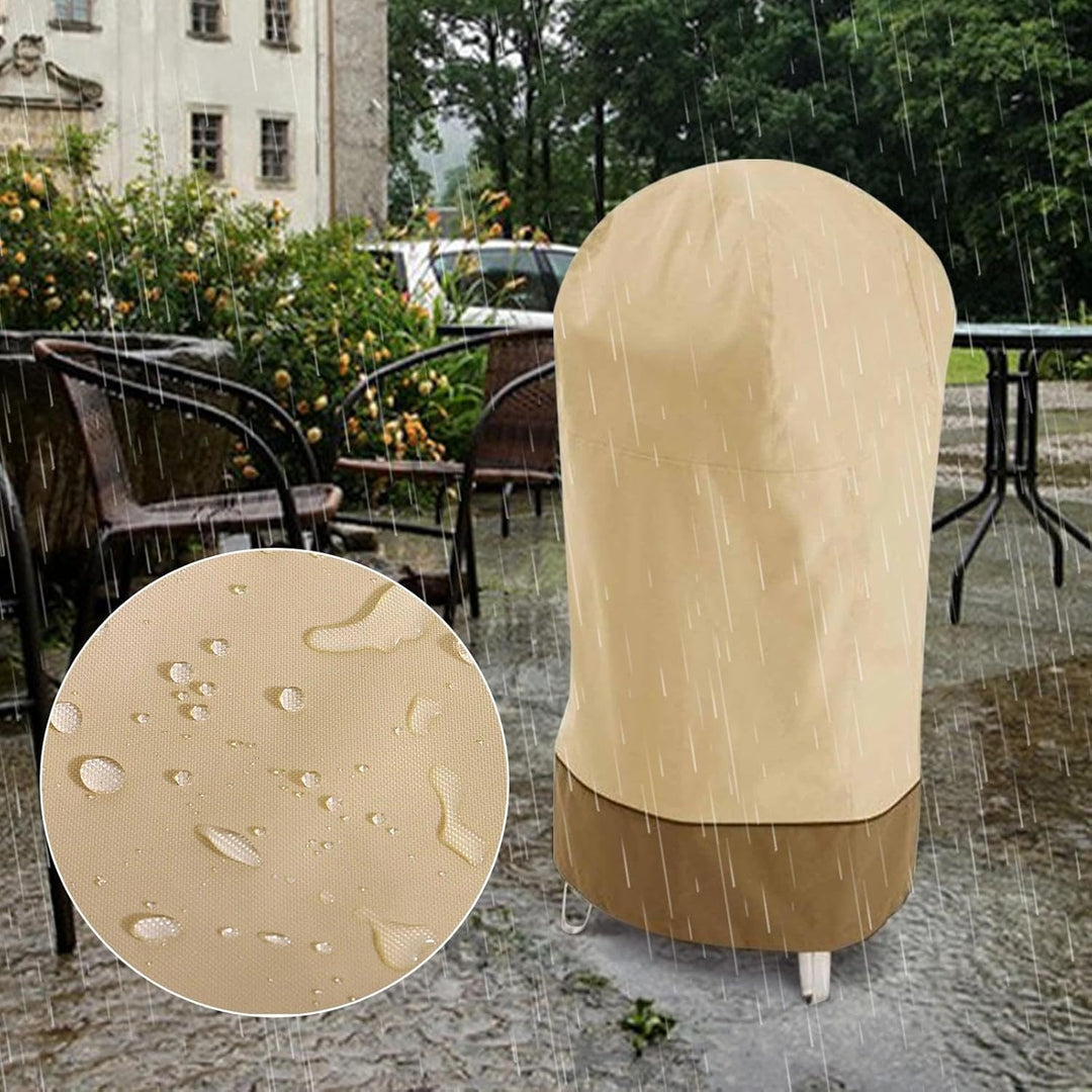 Bravoro smoker cover, high-angle view, heavy-duty Oxford fabric, waterproof and UV protection for outdoor grill.