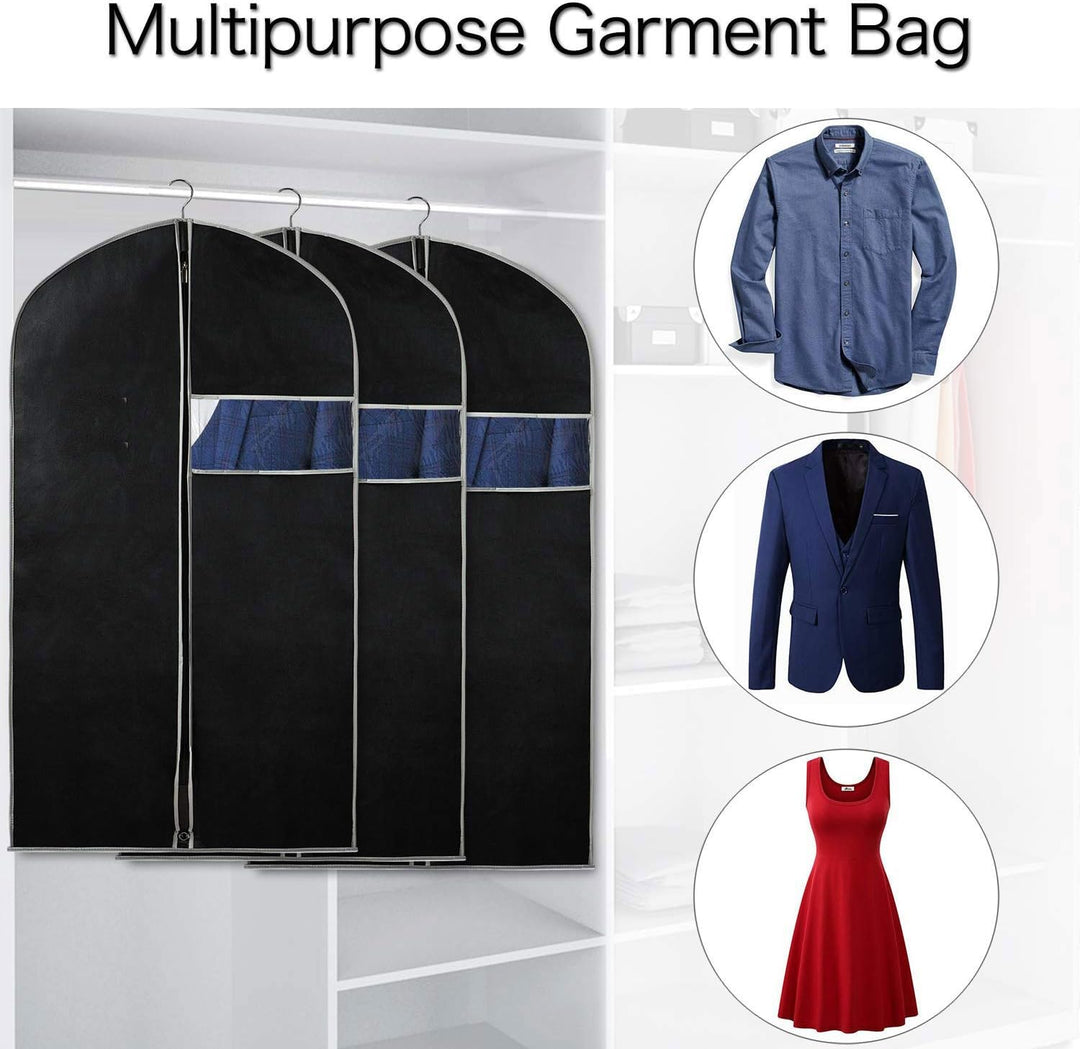 Wardrobe protector 10-pack: breathable clothing storage bags with clear window for easy closet organization.