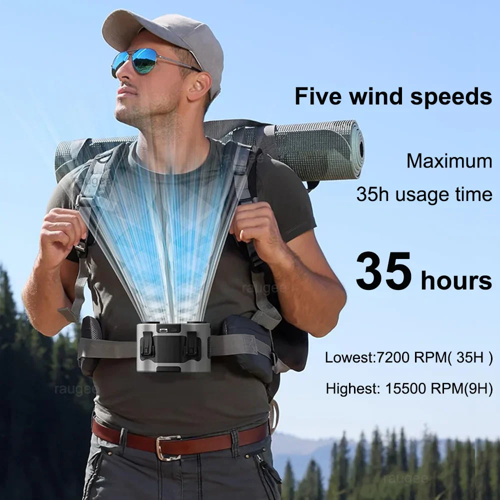 BreezeMate clip fan in packaging, showcasing its readiness for outdoor adventures and personal comfort.
