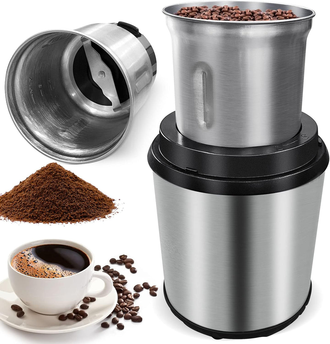 BrewMate electric coffee and spice grinder with removable stainless steel cup for easy cleaning, kitchen appliance