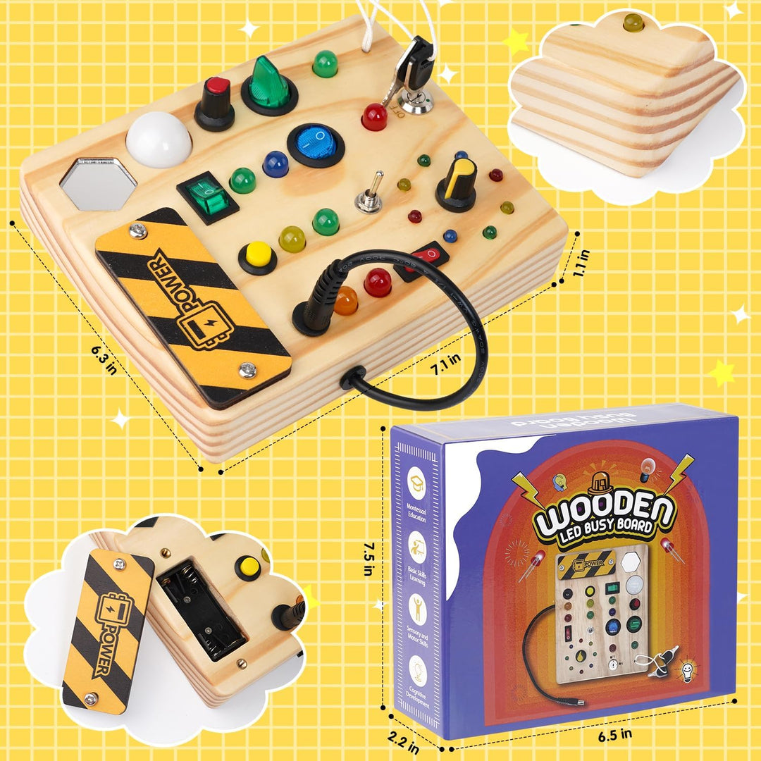 BrightStart toddler learning toy: interactive Montessori busy board for sensory play & preschool fine motor development.