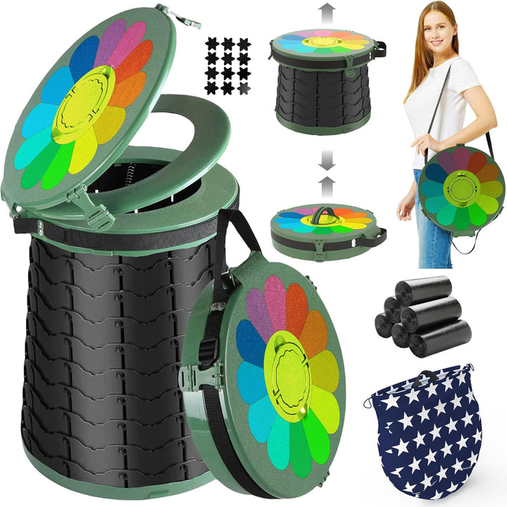 CampMate portable travel toilet, adjustable height for camping, RV, and outdoor comfort