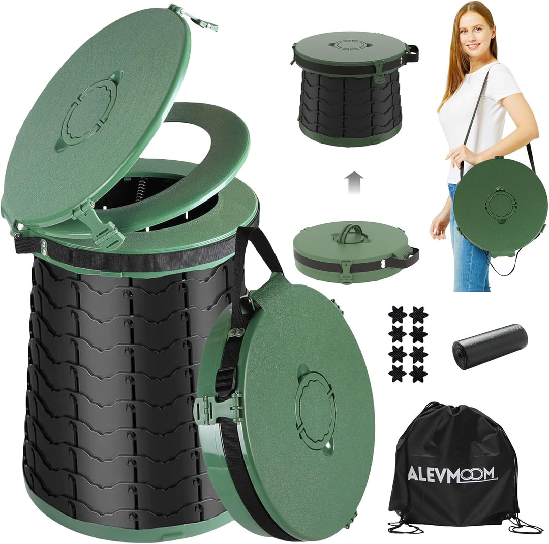 Adjustable height portable toilet, easy to set up for camping and outdoor convenience