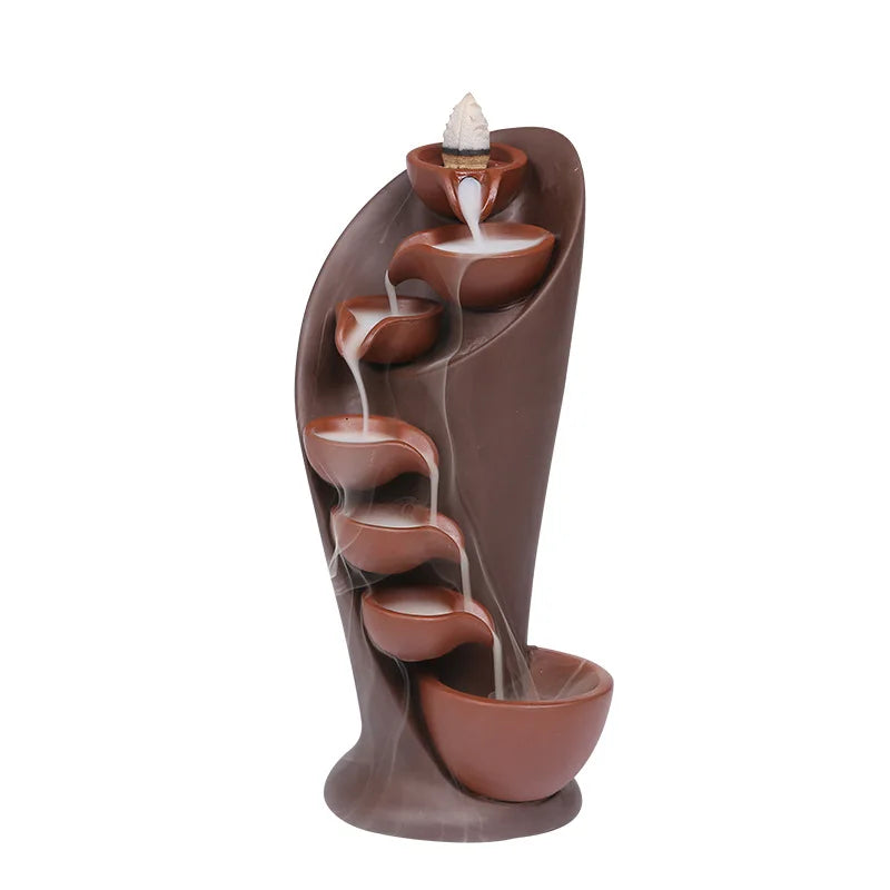 Ceramic meditation aid: incense waterfall for home relaxation, stress relief & tranquil decor.