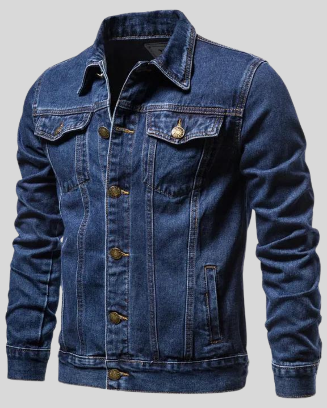 Chaqueta vaquera casual para hombre estilo moderno, color azul clásico, ideal para uso diario.