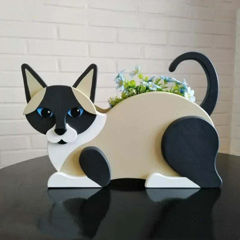 Create unique DIY garden decor with this charming cat-shaped plastic planter.