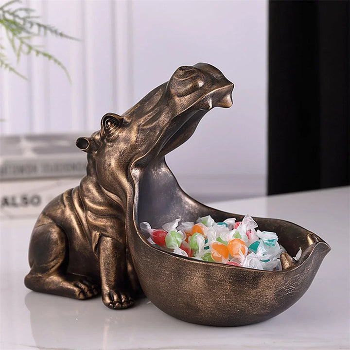 Adorable hippo home decor accent: a functional storage box & desk organizer for small treasures.