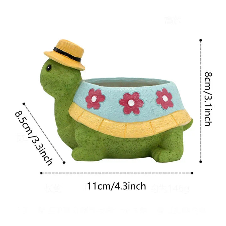 TurtleBloom charming turtle planter, an eye-catching decorative pot for garden or home. Animal plant holder for succulents.