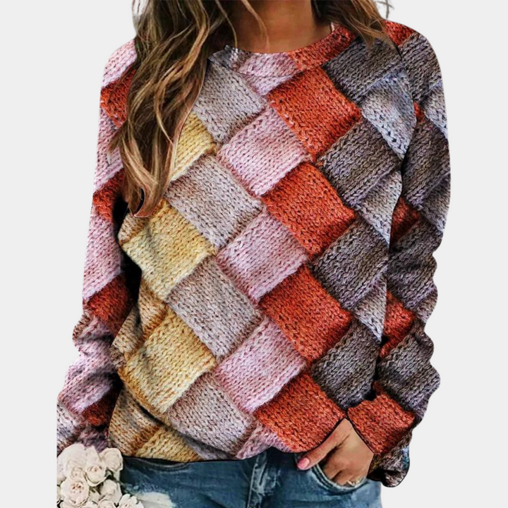 Comfortable women's chic sweater. All-season, cheerful knit top for stylish everyday casual wear & versatility.