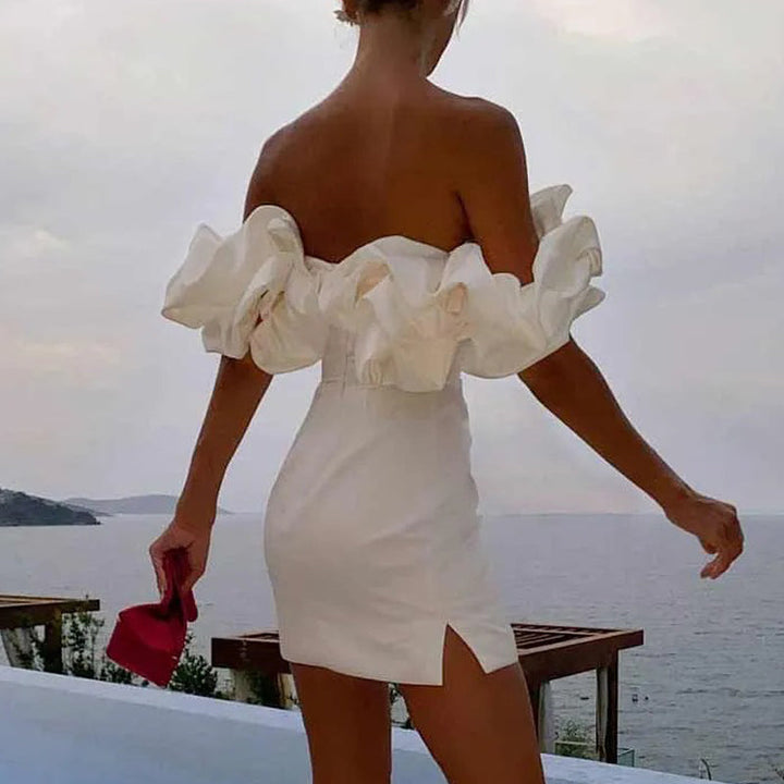 Beautiful women's asymmetrical one-shoulder evening dress, a chic and elegant choice for any occasion.