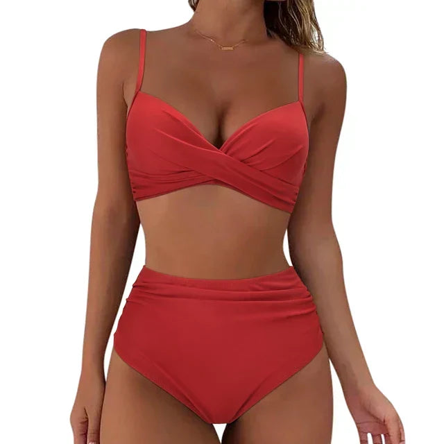 Back view: Women's stylish Mila bikini set. Designed for chic poolside fashion.