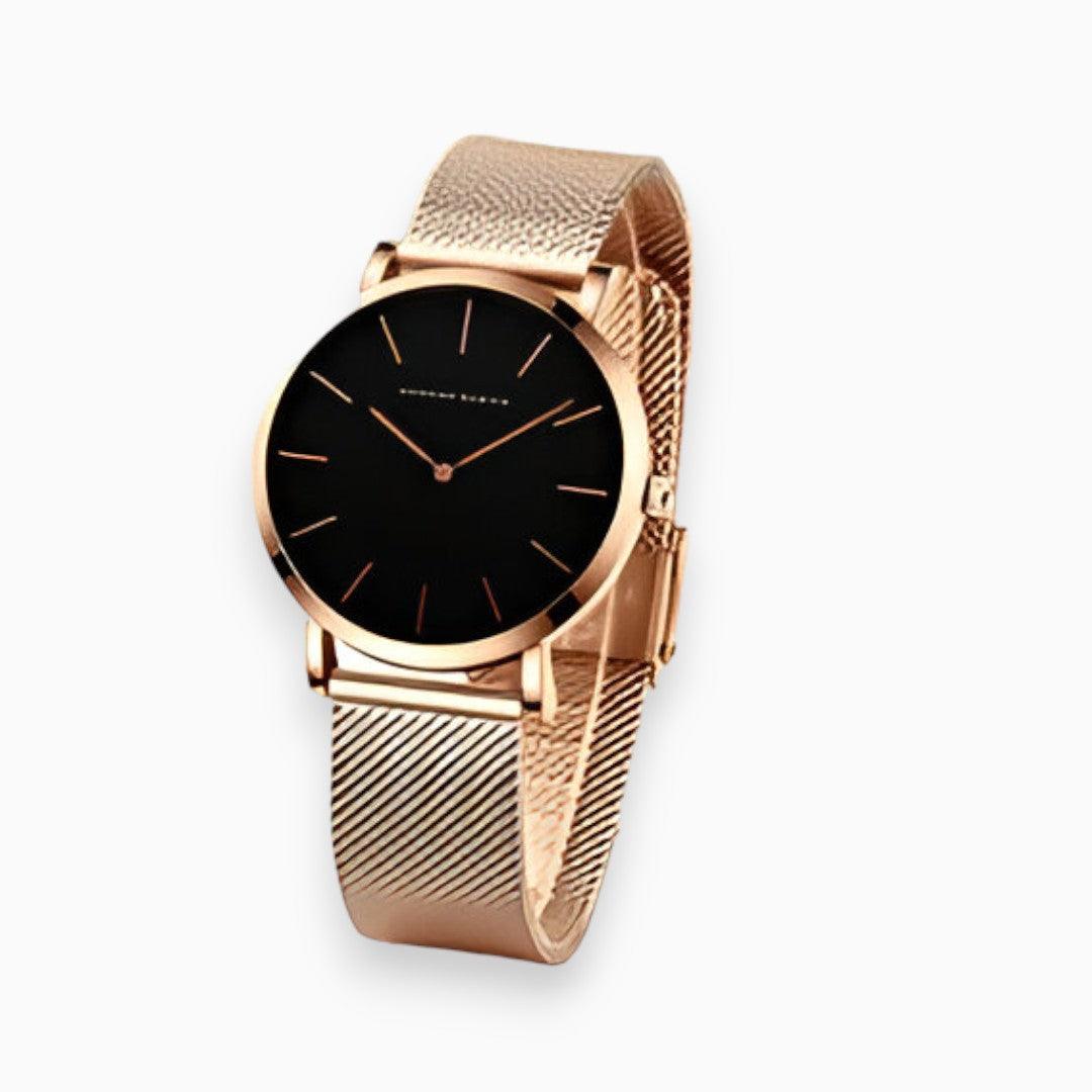 Modern women's titanium watch, water-resistant for daily wear. Chic and durable time-telling fashion accessory.