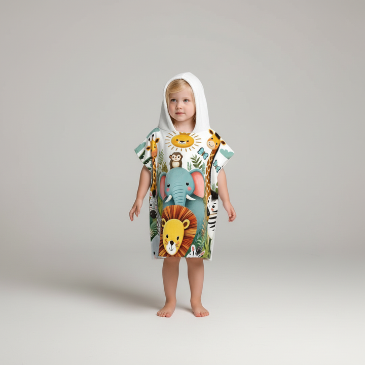 Soft polyester children's hooded cape, AnimalFun design, excellent for kids' playwear & costumes.